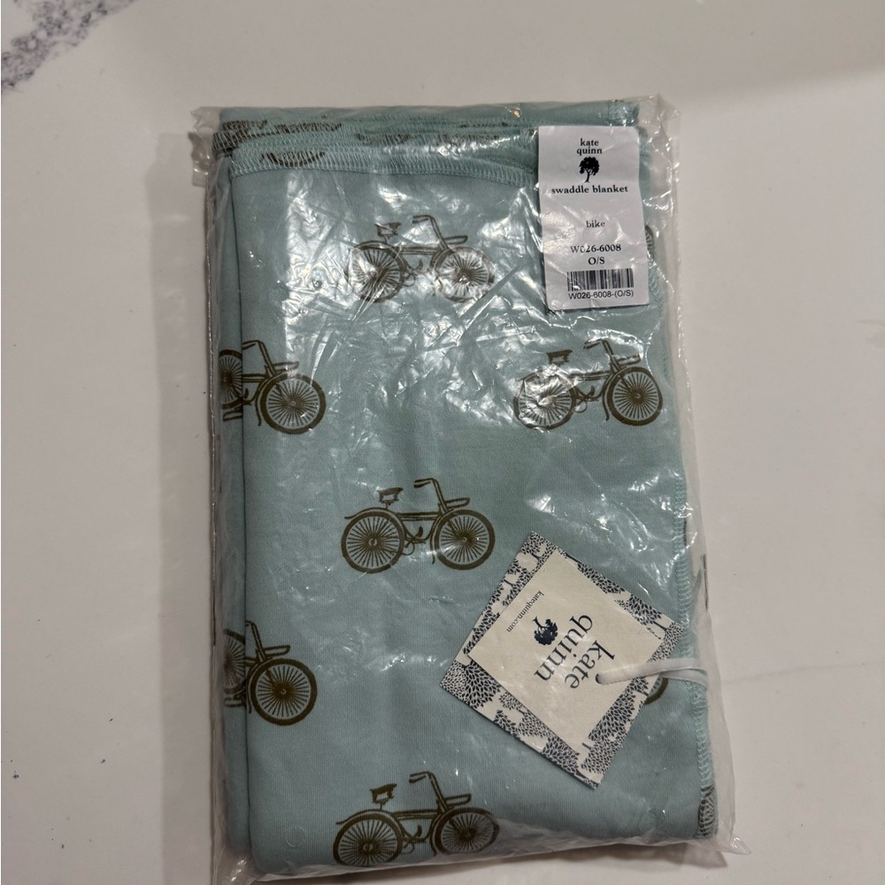 Kate Quinn Mint and Brown Swaddle Blanket